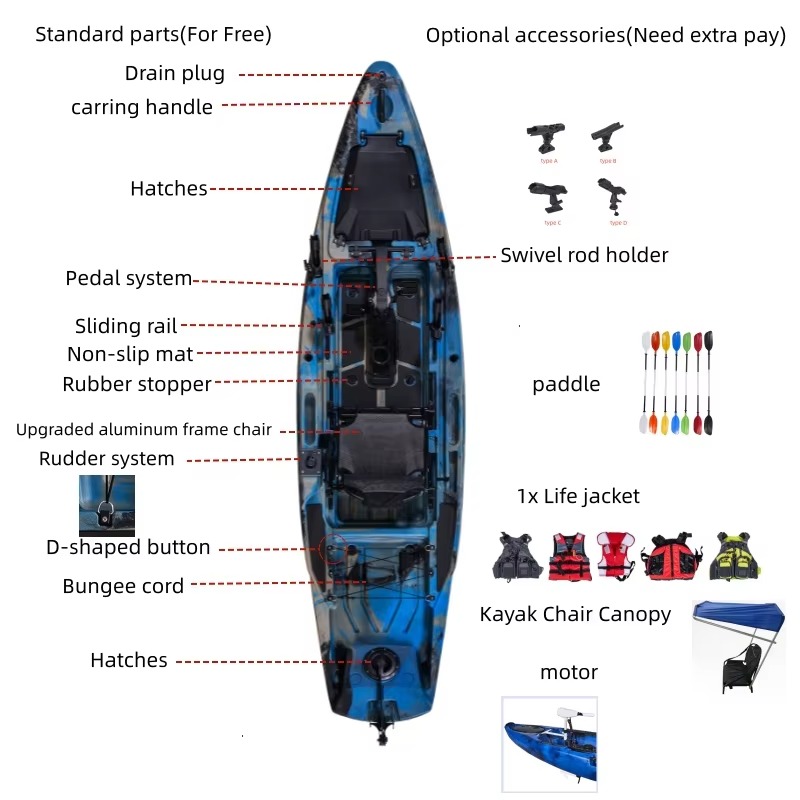 Fishing Kayak Pedal Drive - قارب كاياك صيد بطول 12 قدمًا