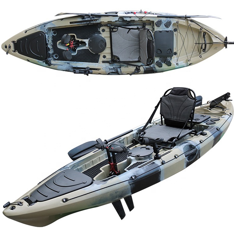 قارب كاياك بلاستيكي جديد التصم - مراجعة Fishing Kayak Pedal Drive وسعره
